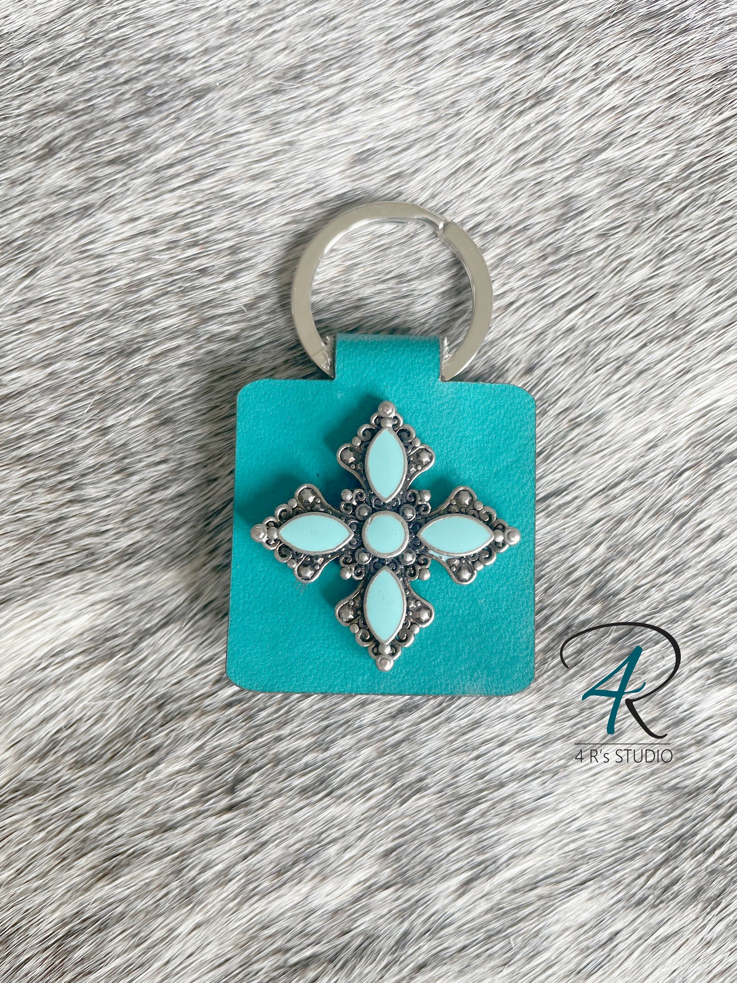 Turquoise Cross Keychains