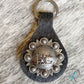 Black Cowhide Gunmetal Concho Keychains