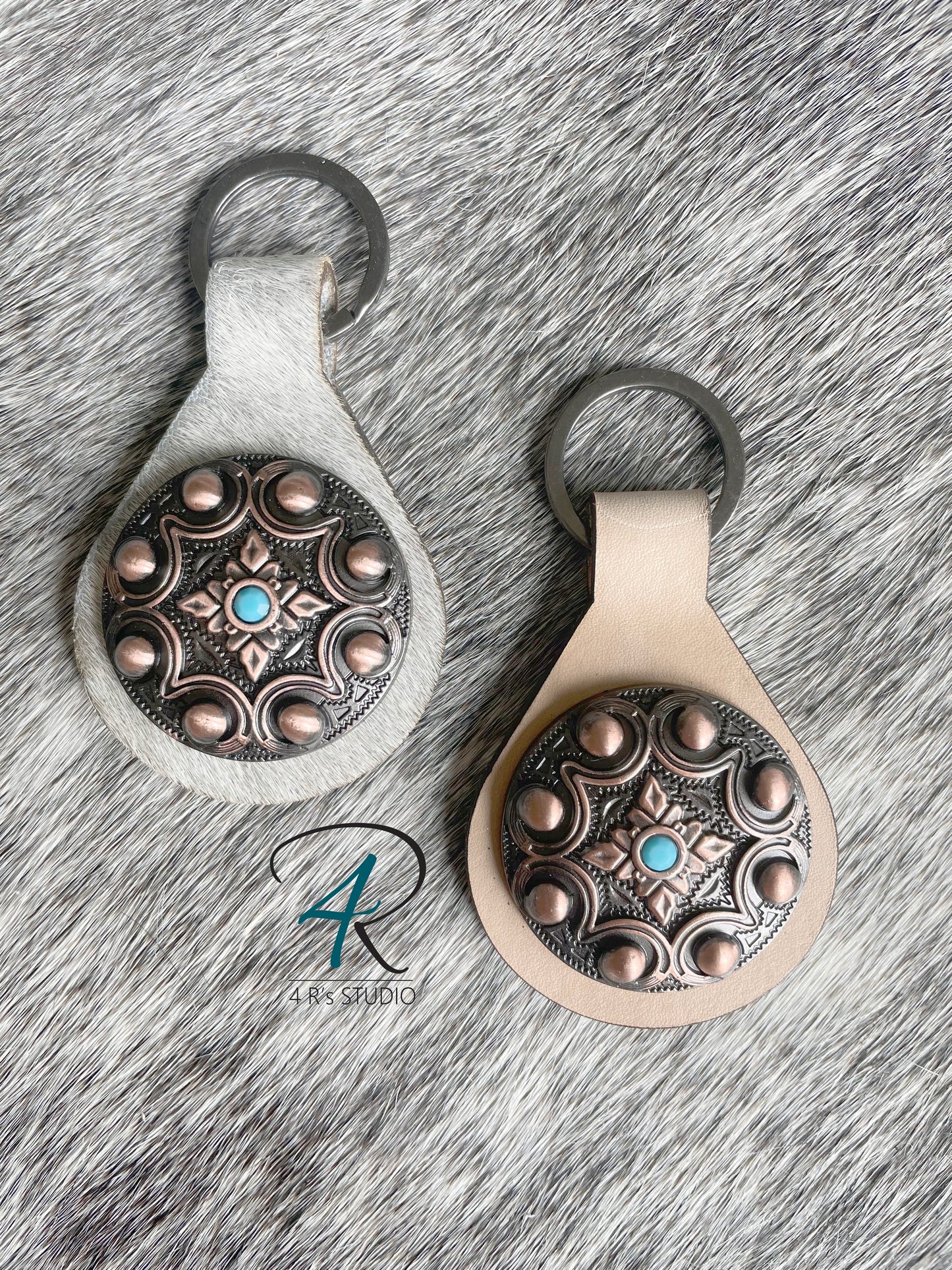 Antique Copper Concho Keychains