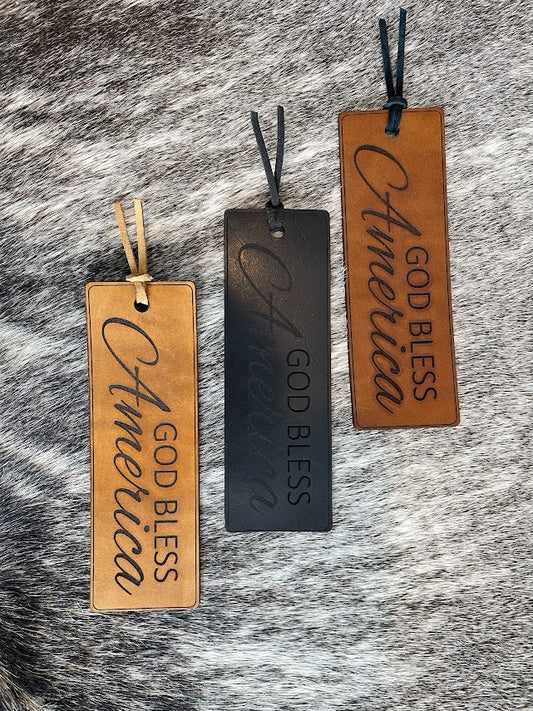 Leather Bookmarks - God Bless America