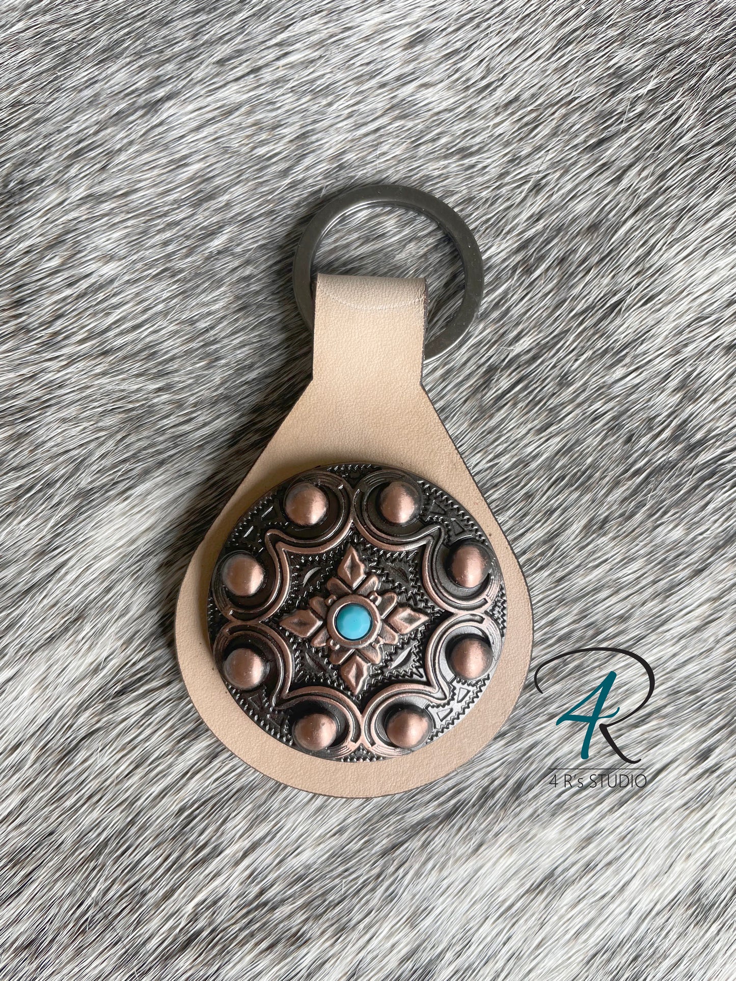 Antique Copper Concho Keychains