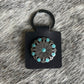 Black Leather Square Keychains Turquiose Conchos