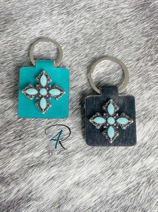 Turquoise Cross Keychains