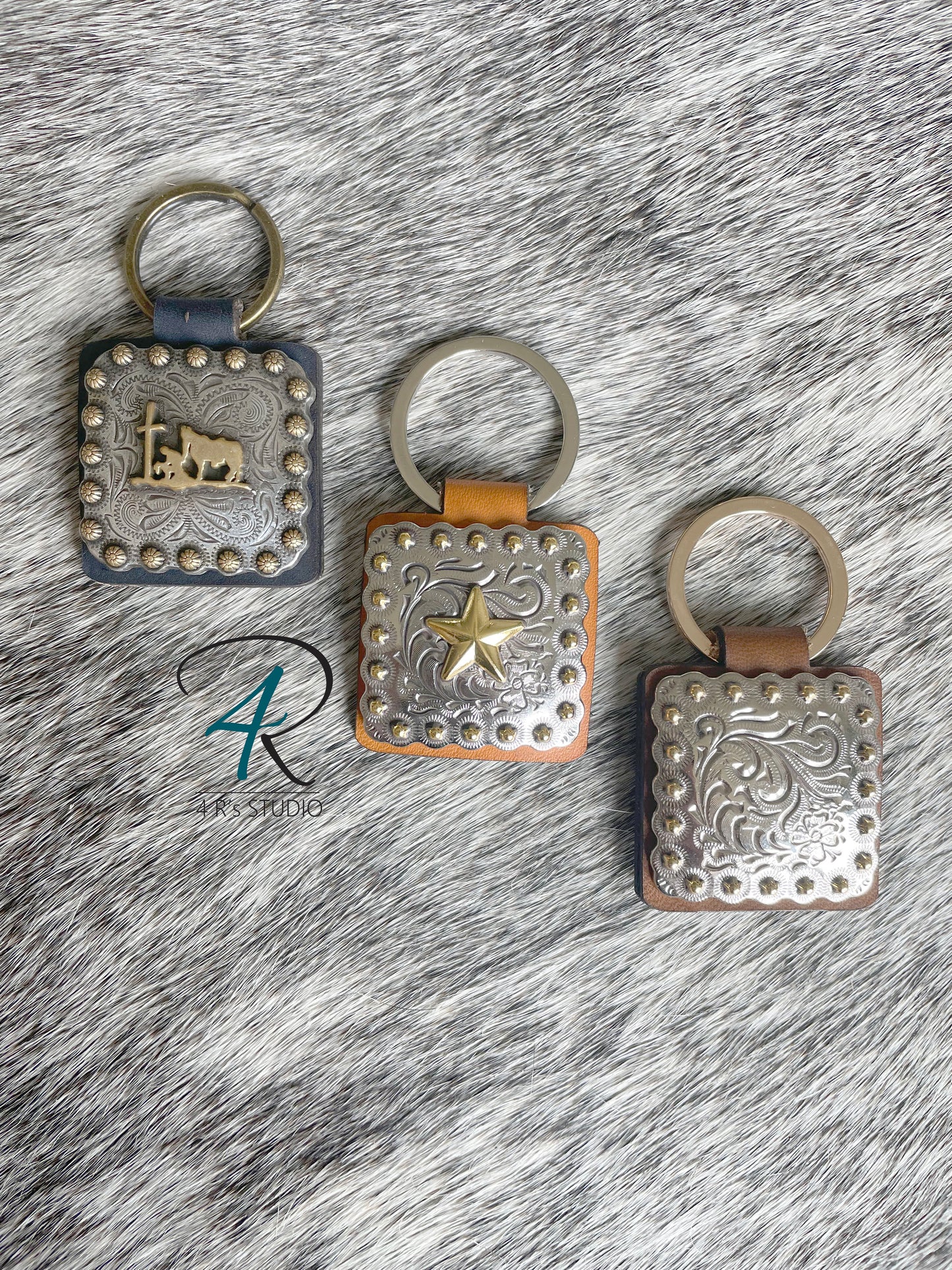 Western Silver and Rose Gold Keychains